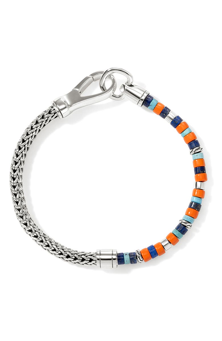 John Hardy Heishi Chain Bracelet, Alternate, color, Silver/Blue/Orange