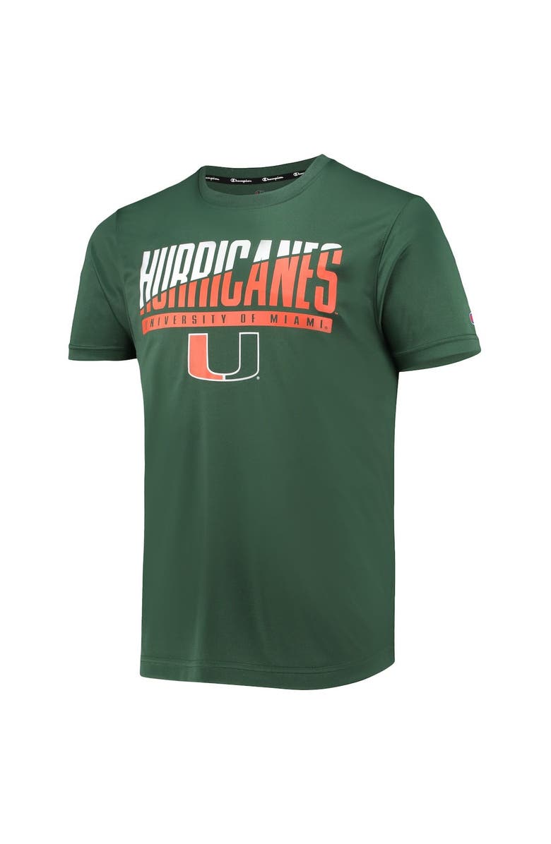 Champion Men's Champion Green Miami Hurricanes Wordmark Slash T-Shirt, Alternate, color,