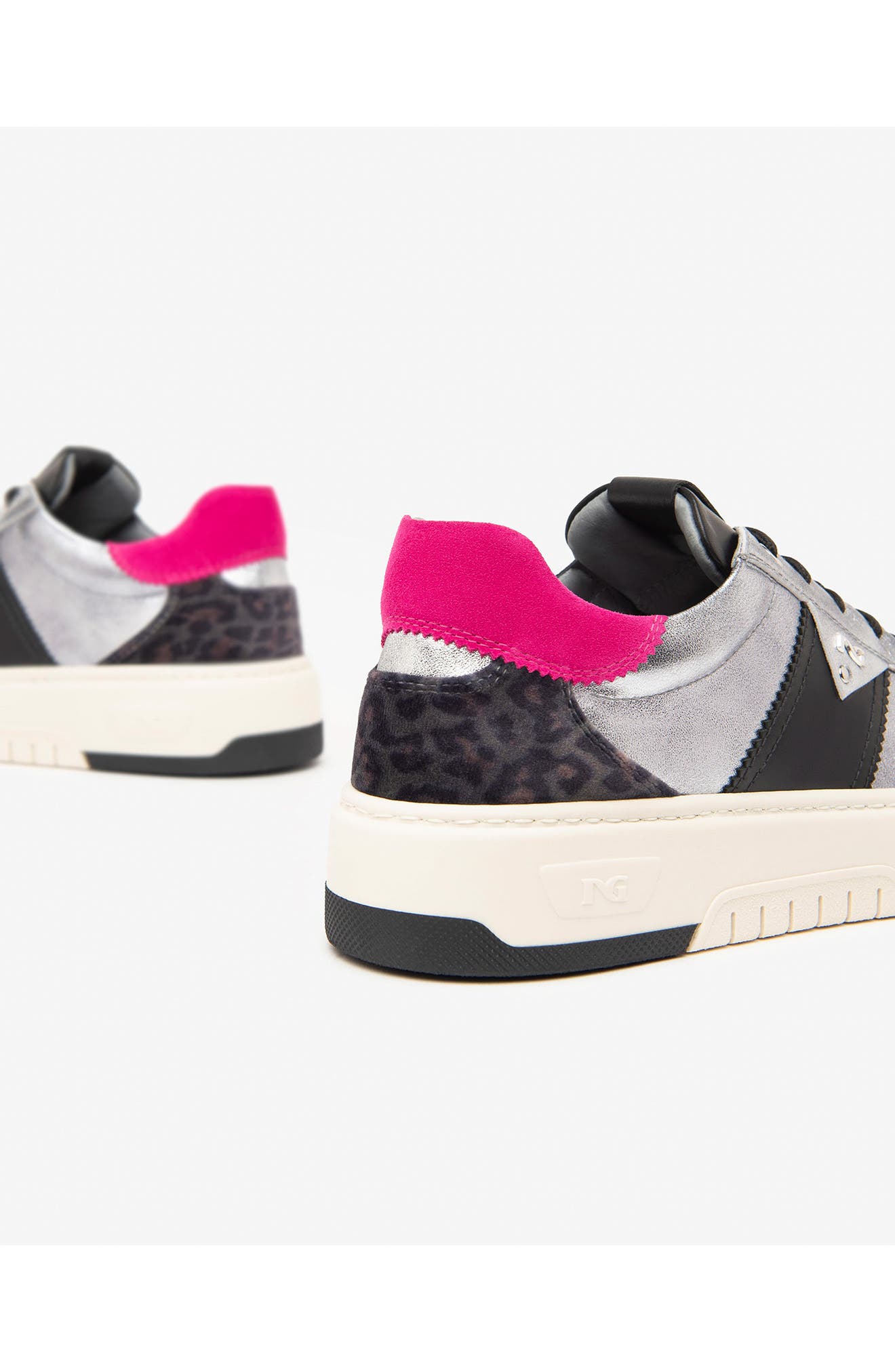 NeroGiardini Retro Sneaker, Alternate, color, Silver/ Pink