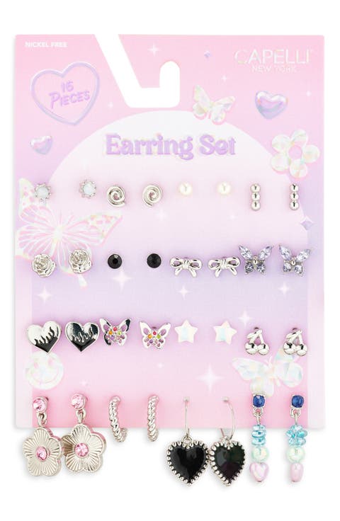 Kids' Set of 16 Assorted Earrings
