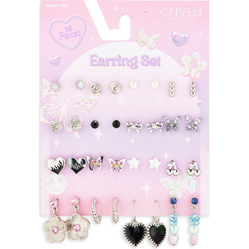 Capelli New York Kids' Set Of 16 Assorted Earrings In Multi