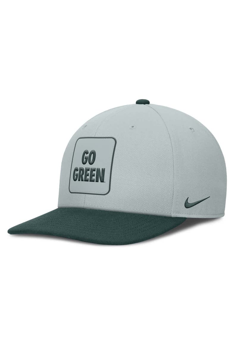 Men's Nike Gray/Green Michigan State Spartans 2025 Sideline Campus Pro Local Snapback Hat, Main, color, Gray