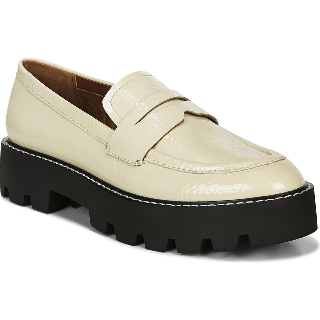 Franco Sarto Balin Womens Round Toe Lug Sole Loafers In Putty Leather