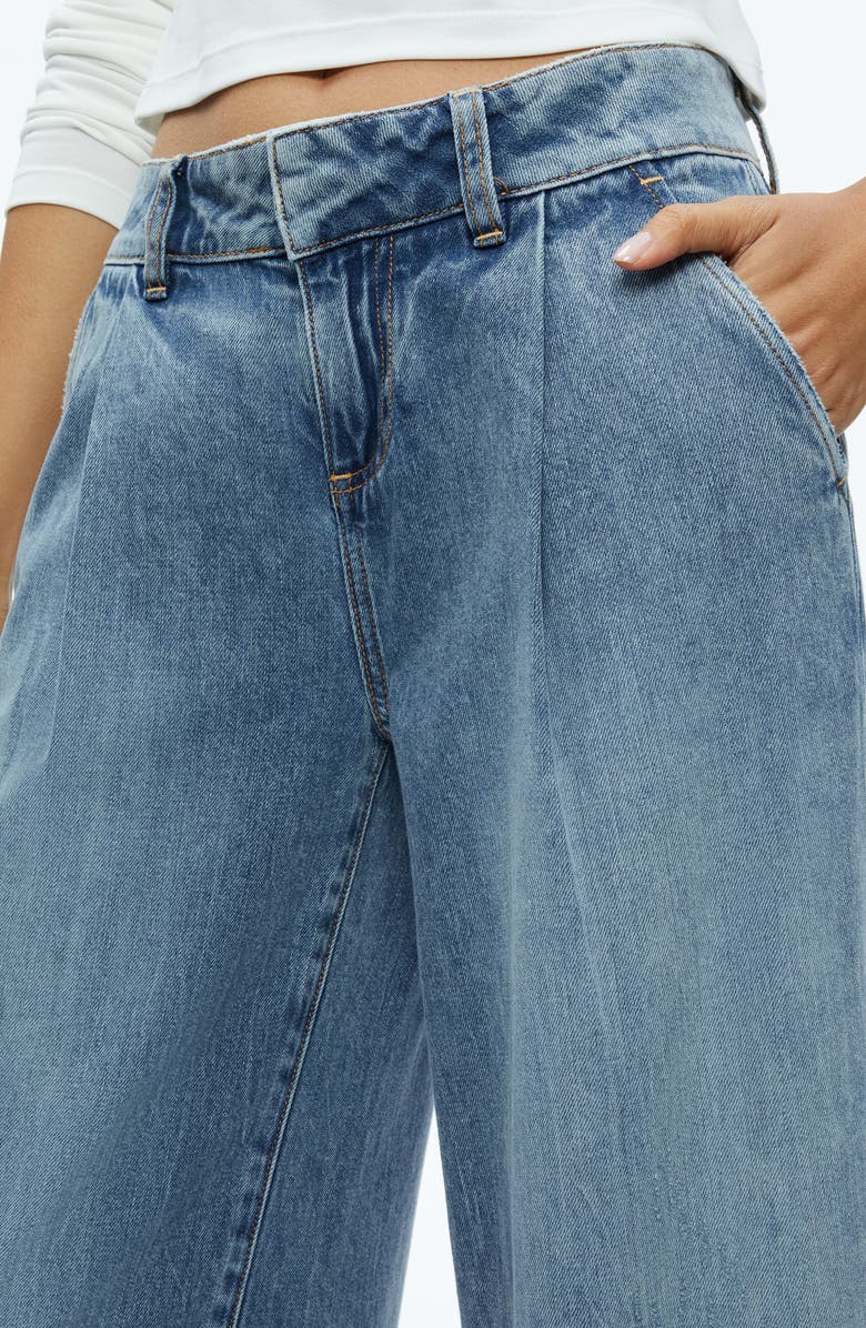 Alice + Olivia Eric Pleated Waist Wide Leg Jeans, Alternate, color, 