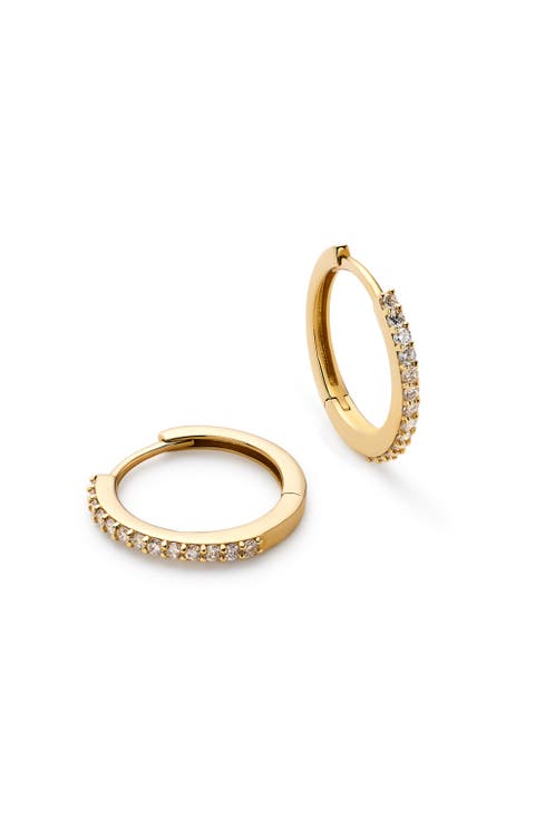 Diamond Hoop Earrings - Diamond Huggie Hoops Medium