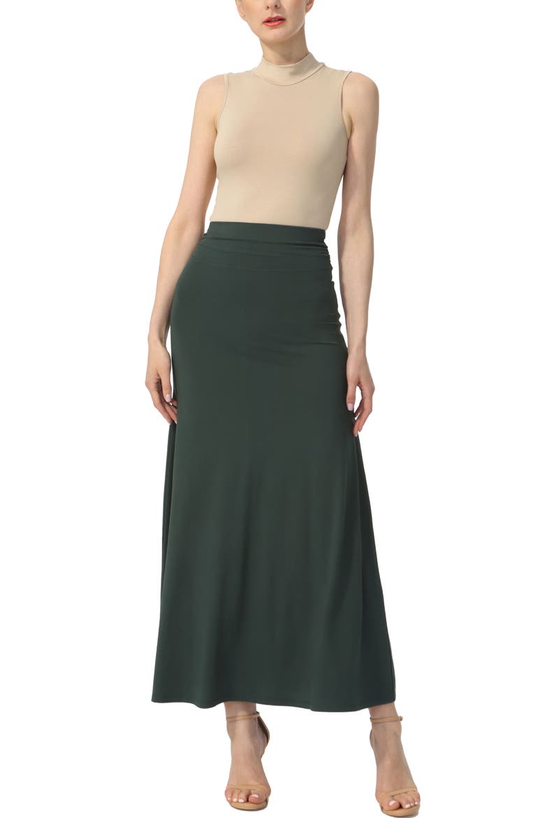 Women's Waist Ruched Maxi Skirt, Alternate, color, Forest Green