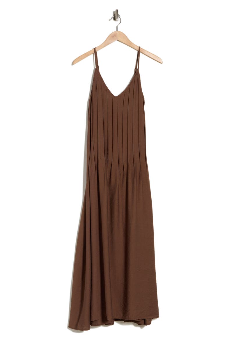 Pleated Maxi Sundress, Alternate, color, BROWN
