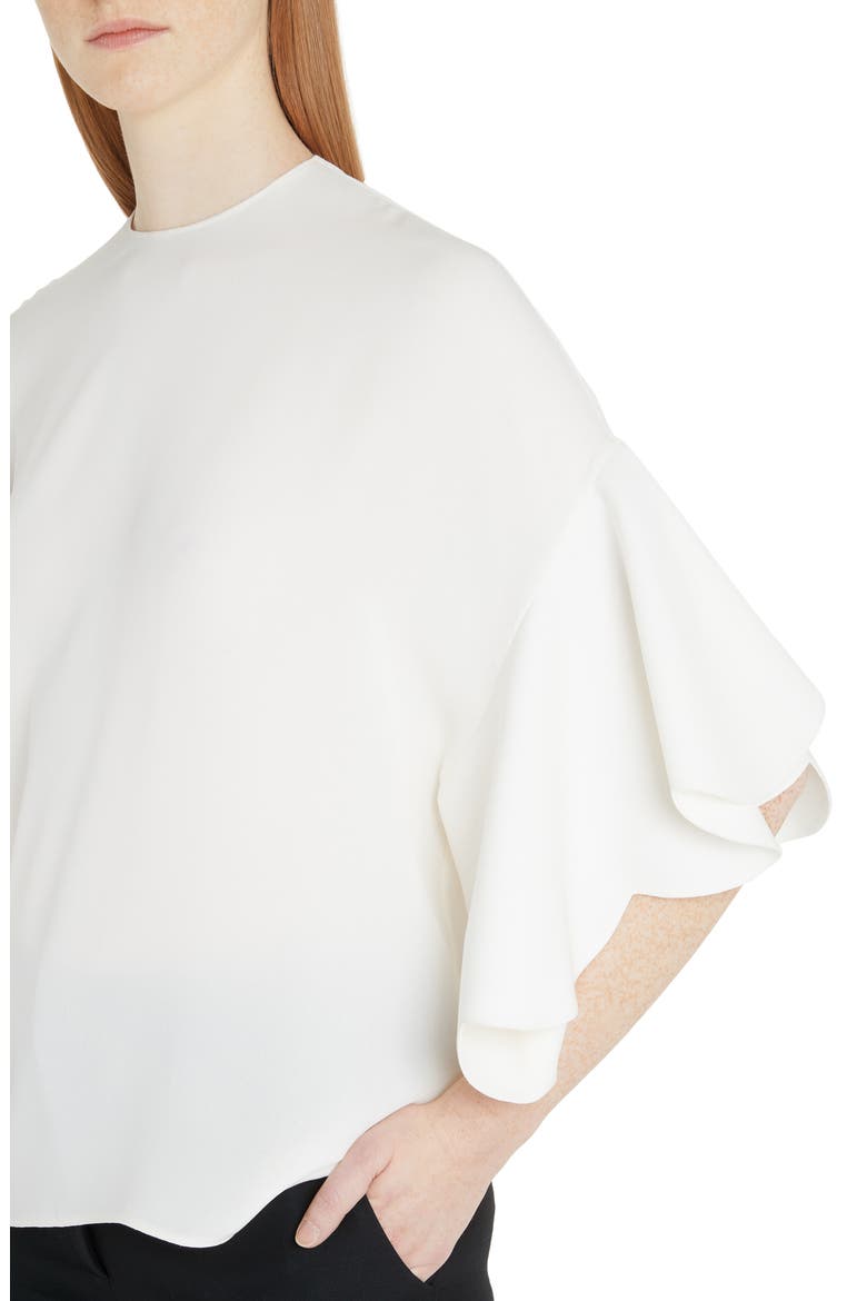 Flutter Sleeve Silk Blouse, Alternate, color, A03-IVORY