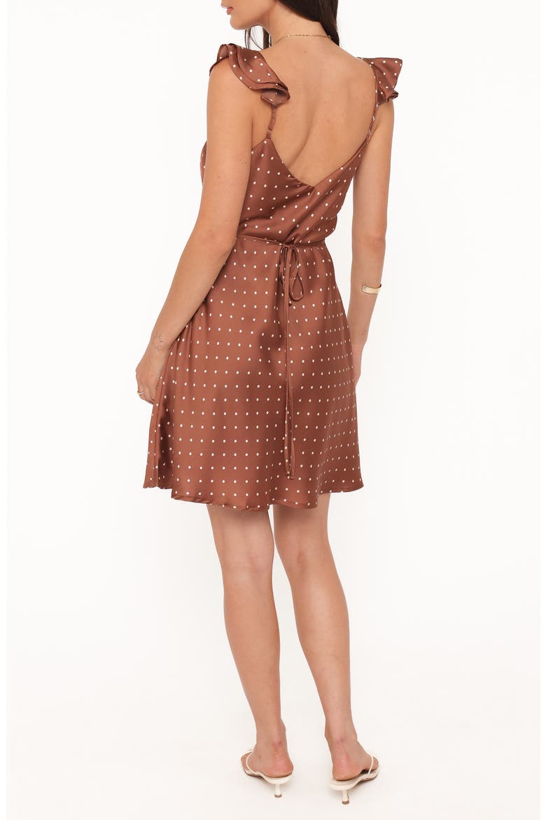 Cassinda Polka Dot Minidress, Alternate, color, BROWN POLKA DOT