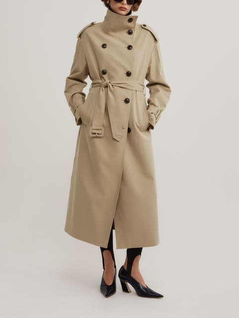 Funnel Collar Trench Coat