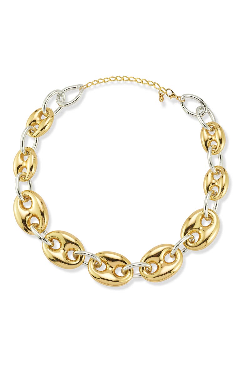 Two-Tone Mariner Chain Necklace, Alternate, color, GOLD/SILVER