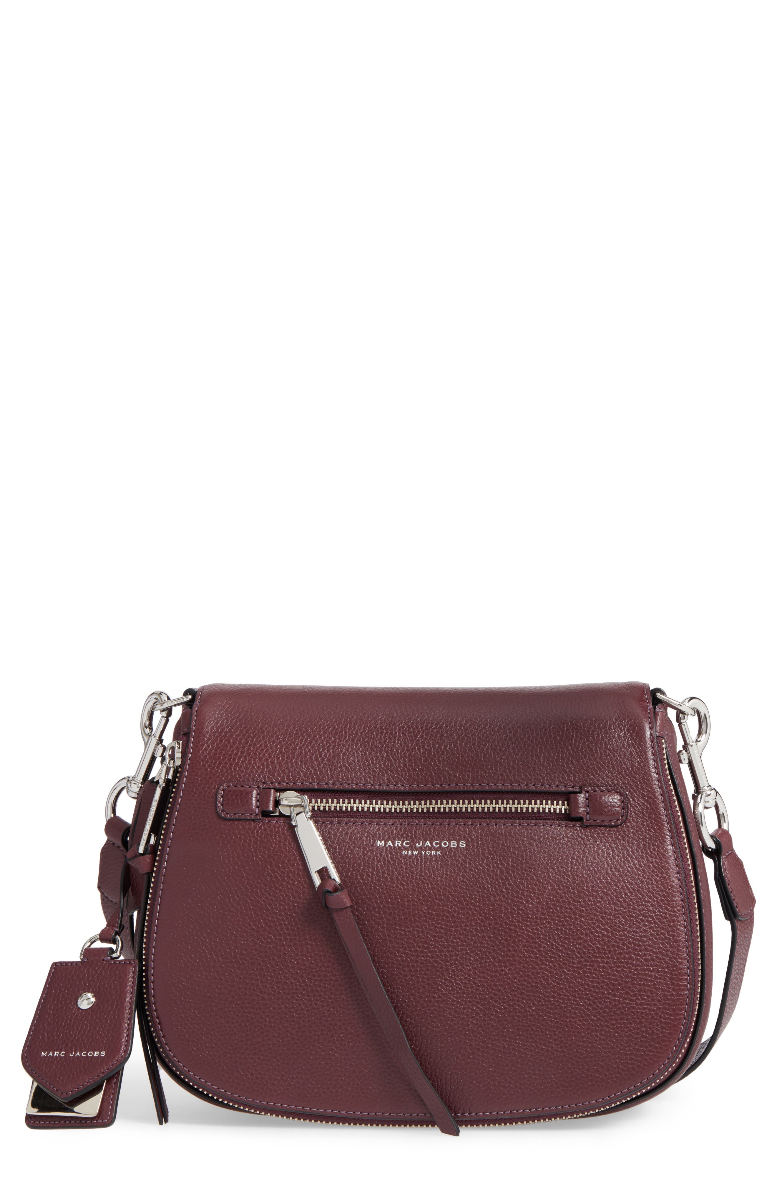 Recruit Nomad Pebbled Leather Crossbody Bag, Main, color, BLACKBERRY