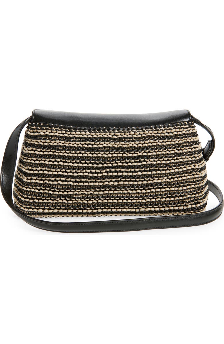 TOTEME T-Lock Top Handle Woven Leather Clutch, Alternate, color, Black/ Sand