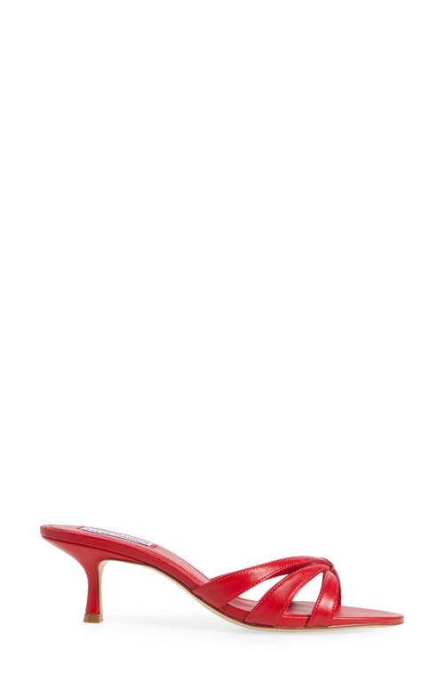 Steve Madden Cary Heeled Sandal In Red Leather