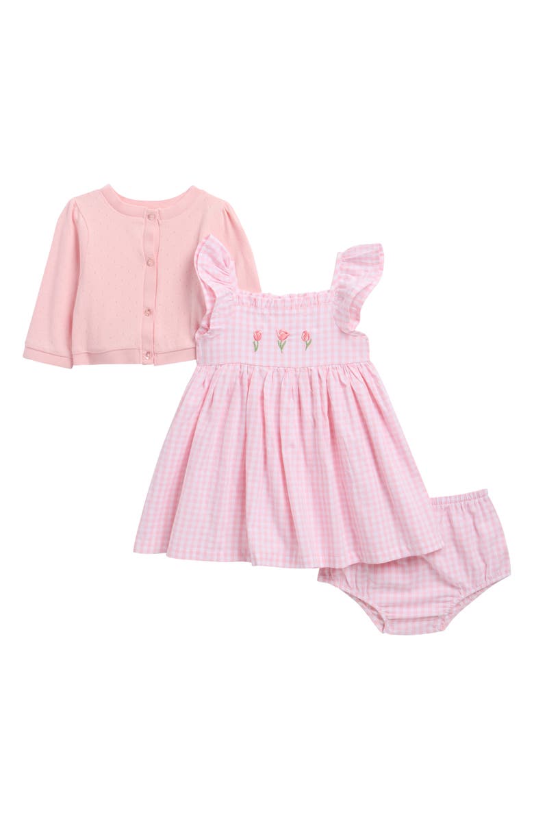 Little Me TULIP DRESS W/ CARDIGAN SET, Main, color, Pink