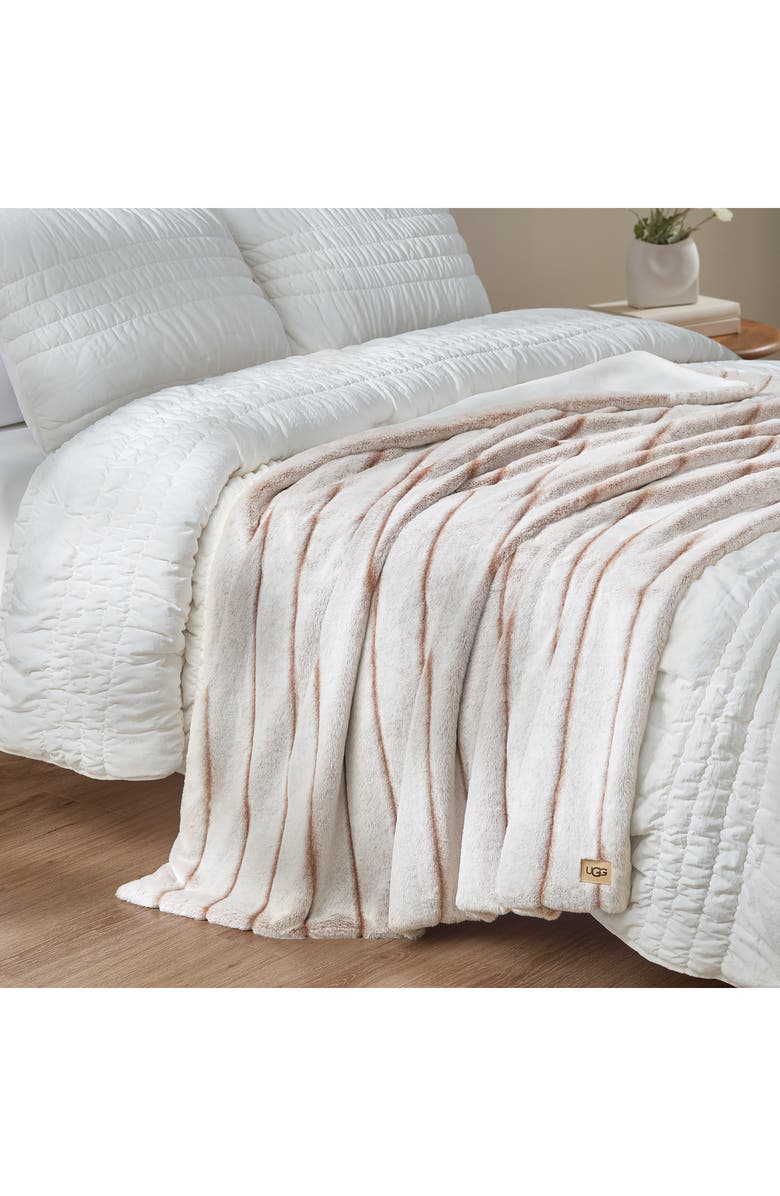 UGG<sup>®</sup> Stasia Faux Fur Throw Blanket, Alternate, color, Sandalwood