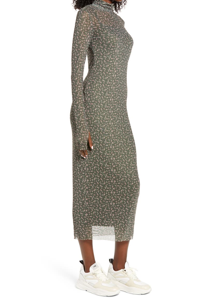 Shailene Sheer Long Sleeve Dress, Alternate, color, OLIVE TULIP DISTY