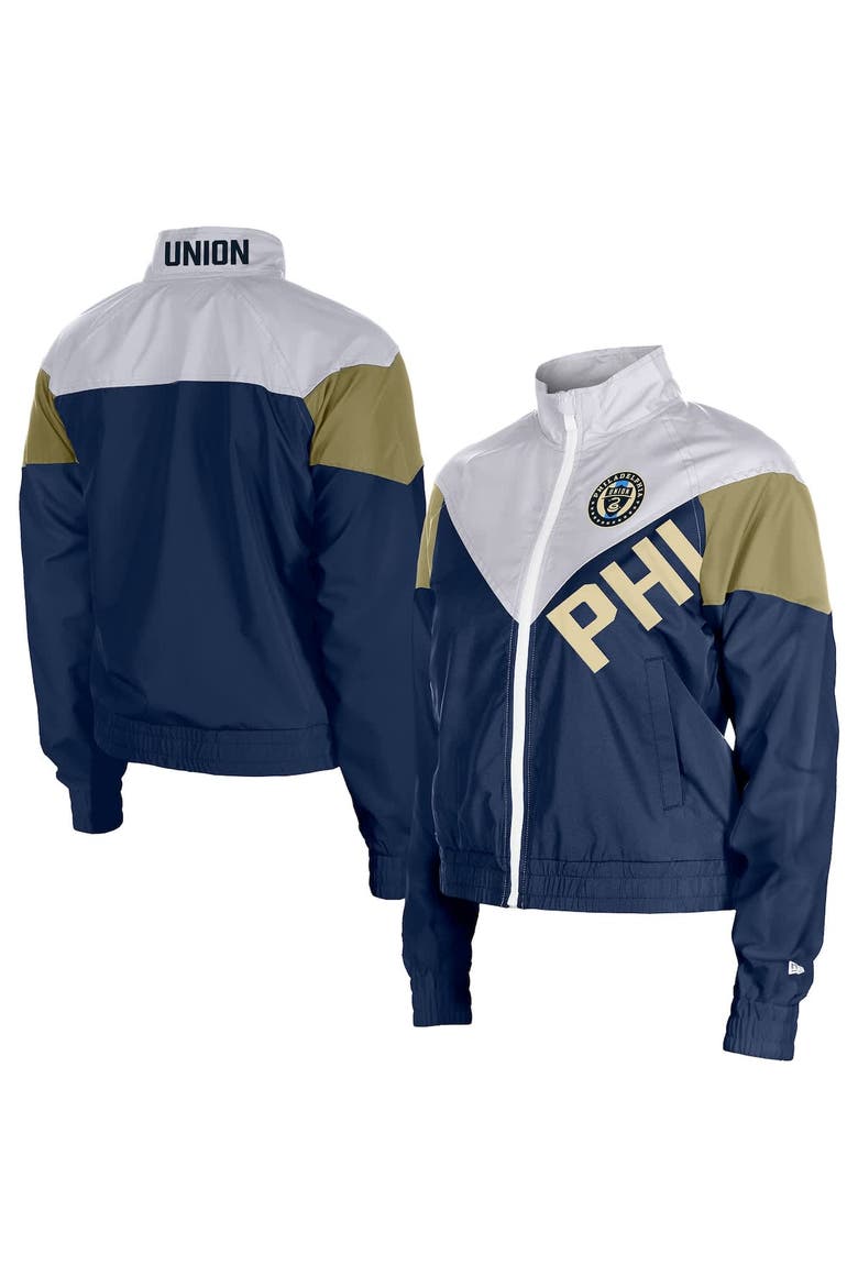 Women's 5th & Ocean by New Era  Navy Philadelphia Union Leisure Cropped Full-Zip Windbreaker Jacket, Alternate, color, Navy