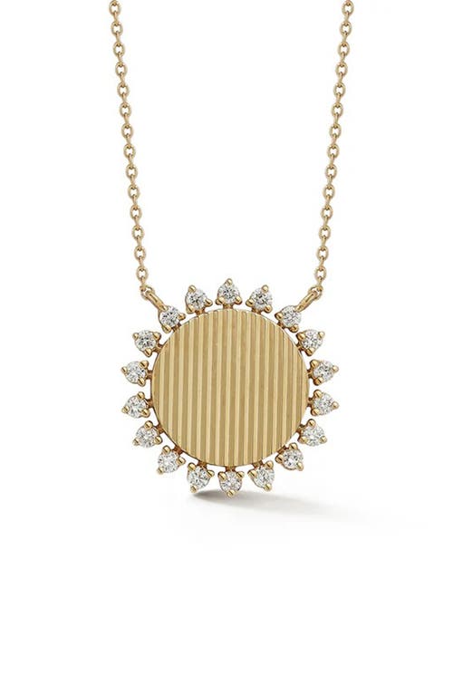 Dana Rebecca Designs Diamond Fluted Starburst Pendant Necklace in Yellow Gold 