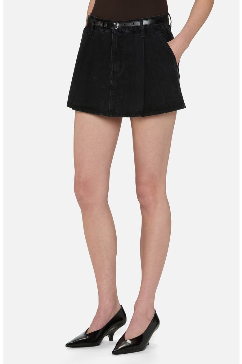 The Pleated Denim Miniskirt, Alternate, color, AXIOM