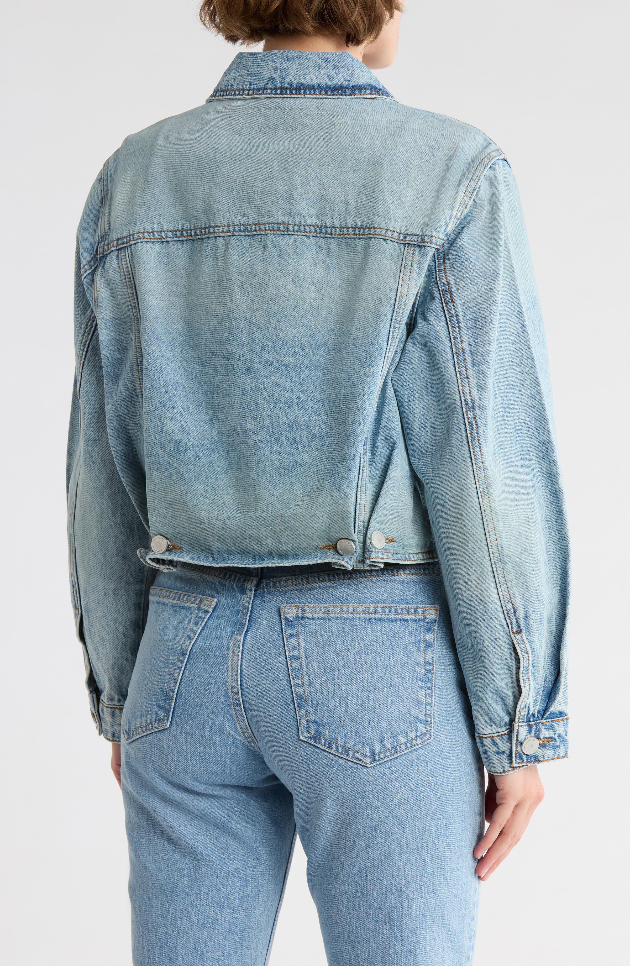 Crop Denim Jacket with Adjustable Waist - image 2