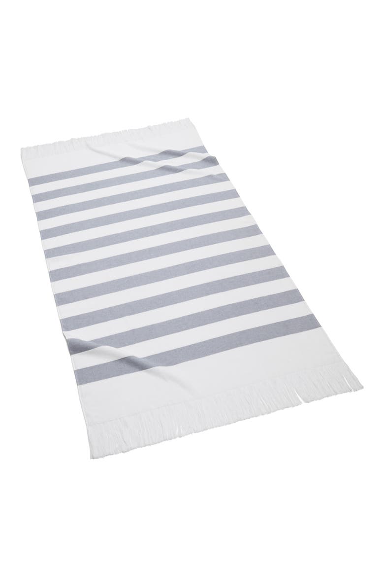 Sardinia Beach Stripe Cotton Beach Towel, Main, color, NAVY
