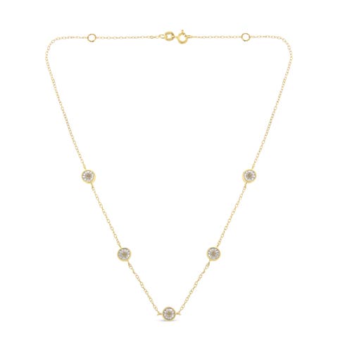 Silver 1/2 Cttw Diamond Station Necklace