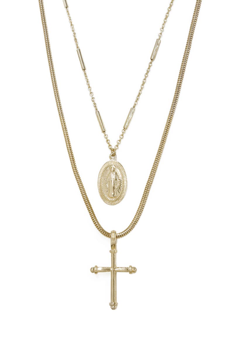 Coin & Cross Set of 2 Necklaces, Alternate, color, GOLD