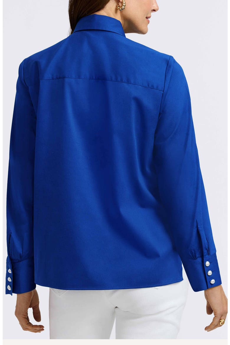 Matte Sateen Button-Up Shirt, Alternate, color, BLUE TOPAZ
