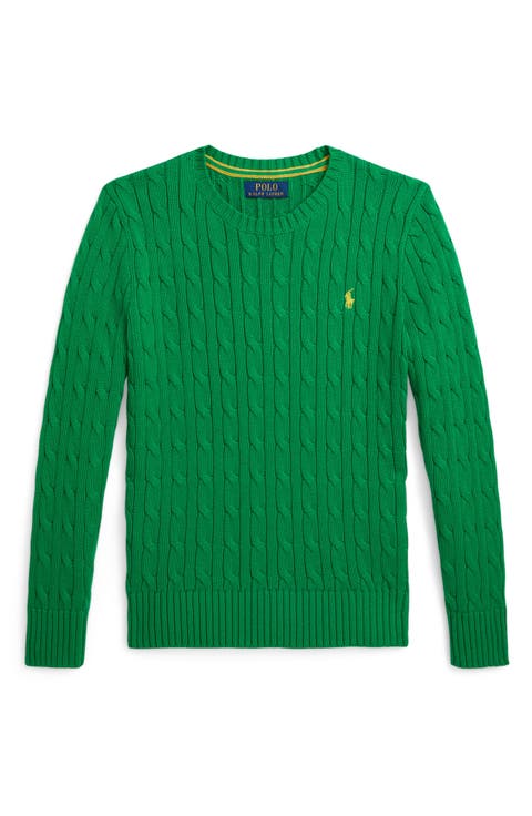 Kids' Cabled Cotton Crewneck Sweater (Big Kid)