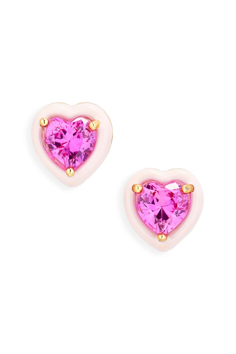 sweetheart stud earrings, Main, color, PINK