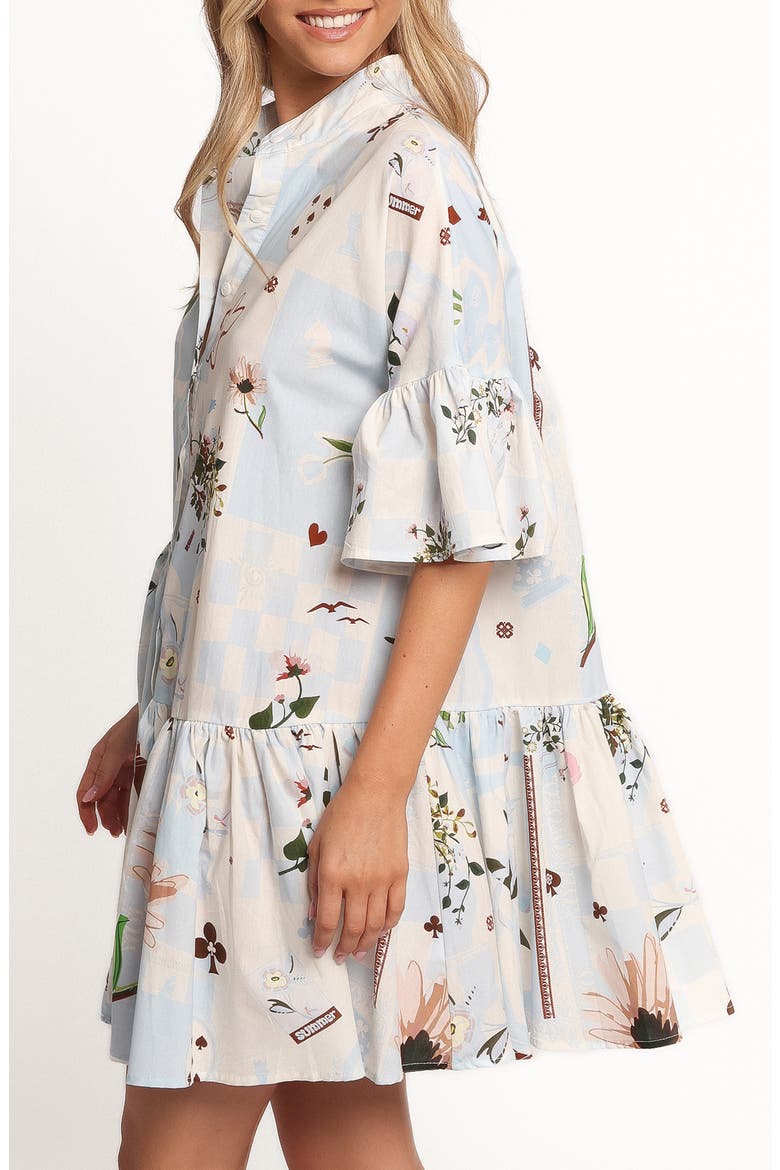 Marguerite Tiered Cotton Shirtdress, Alternate, color, BLUE FLORAL