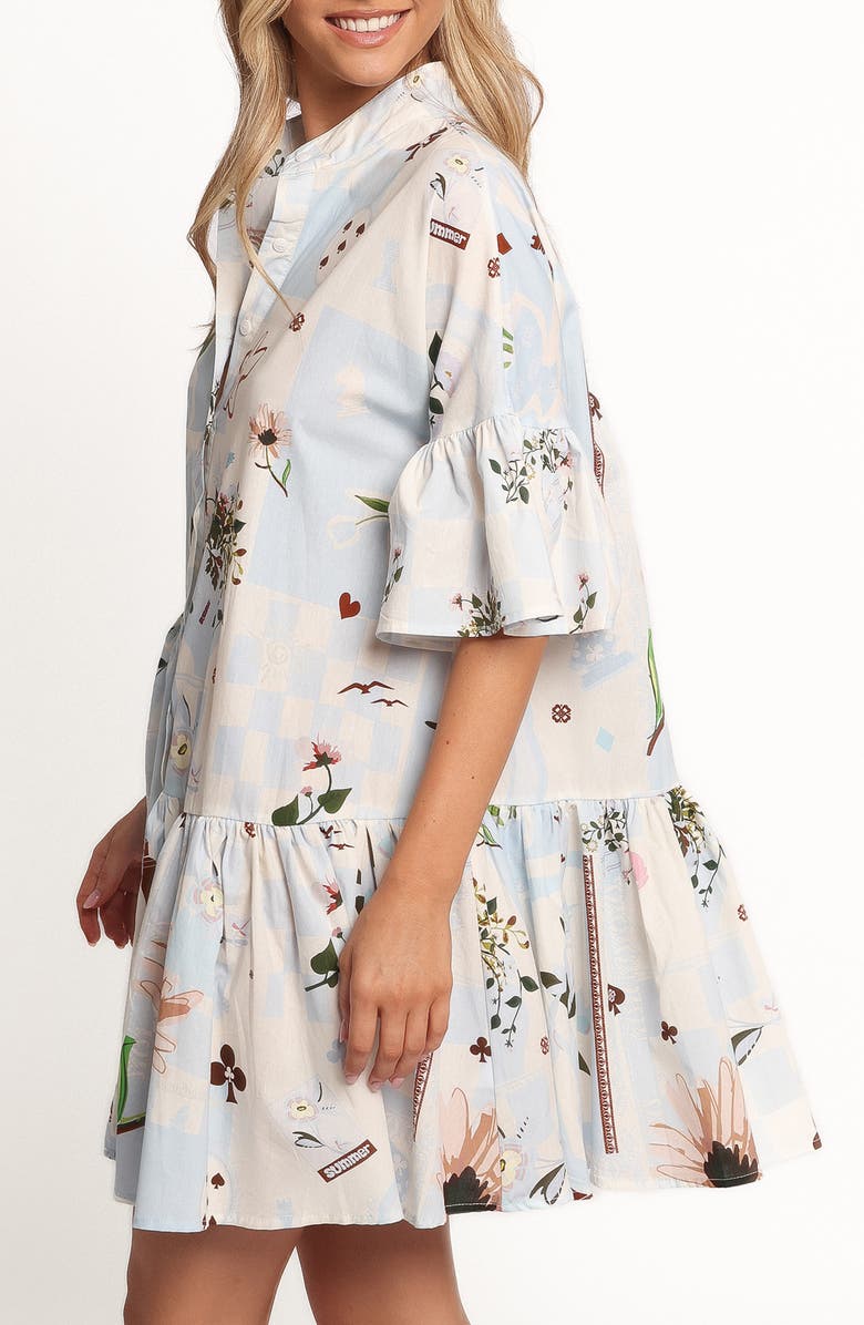 Petal & Pup Marguerite Tiered Cotton Shirtdress, Alternate, color, Blue Floral