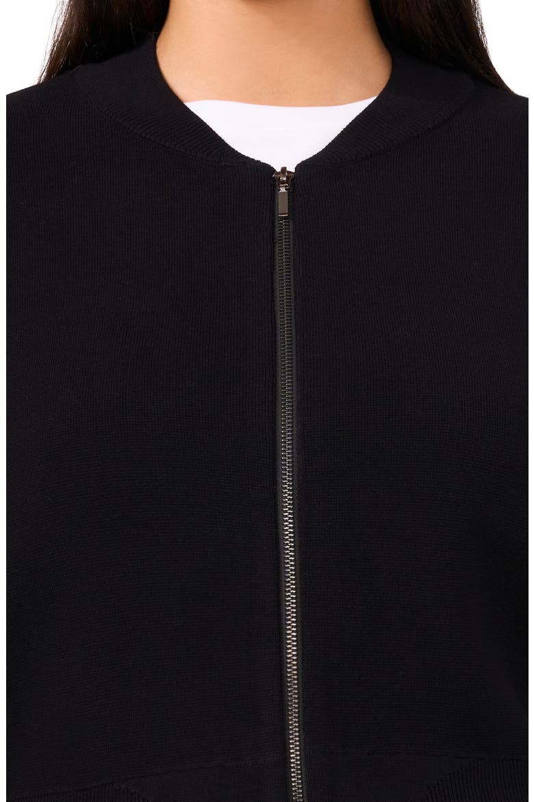 Cargo Zip Front Milano Stitch Bomber Cardigan, Alternate, color, RICH BLACK