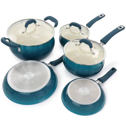 Oster Corbett 8 Piece Nonstick Aluminum Cookware Set In Blue