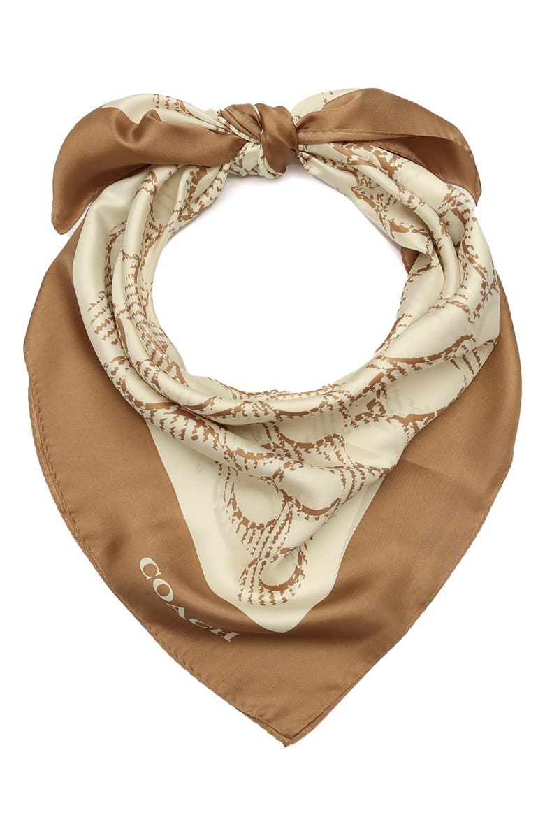 COACH Offset Signature C Silk Square Scarf, Main, color, 