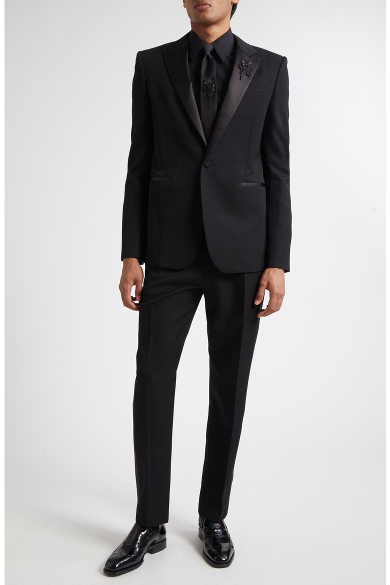 Wool Tuxedo Trousers, Alternate, color, BLACK