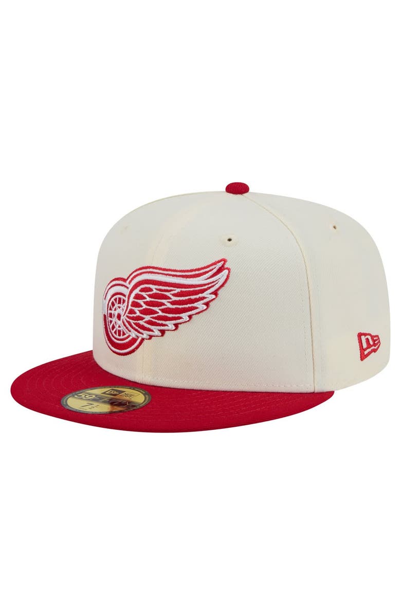 New Era Men's New Era  White Detroit Red Wings Chrome Two-Toned 59FIFTY Fitted Hat, Main, color, 