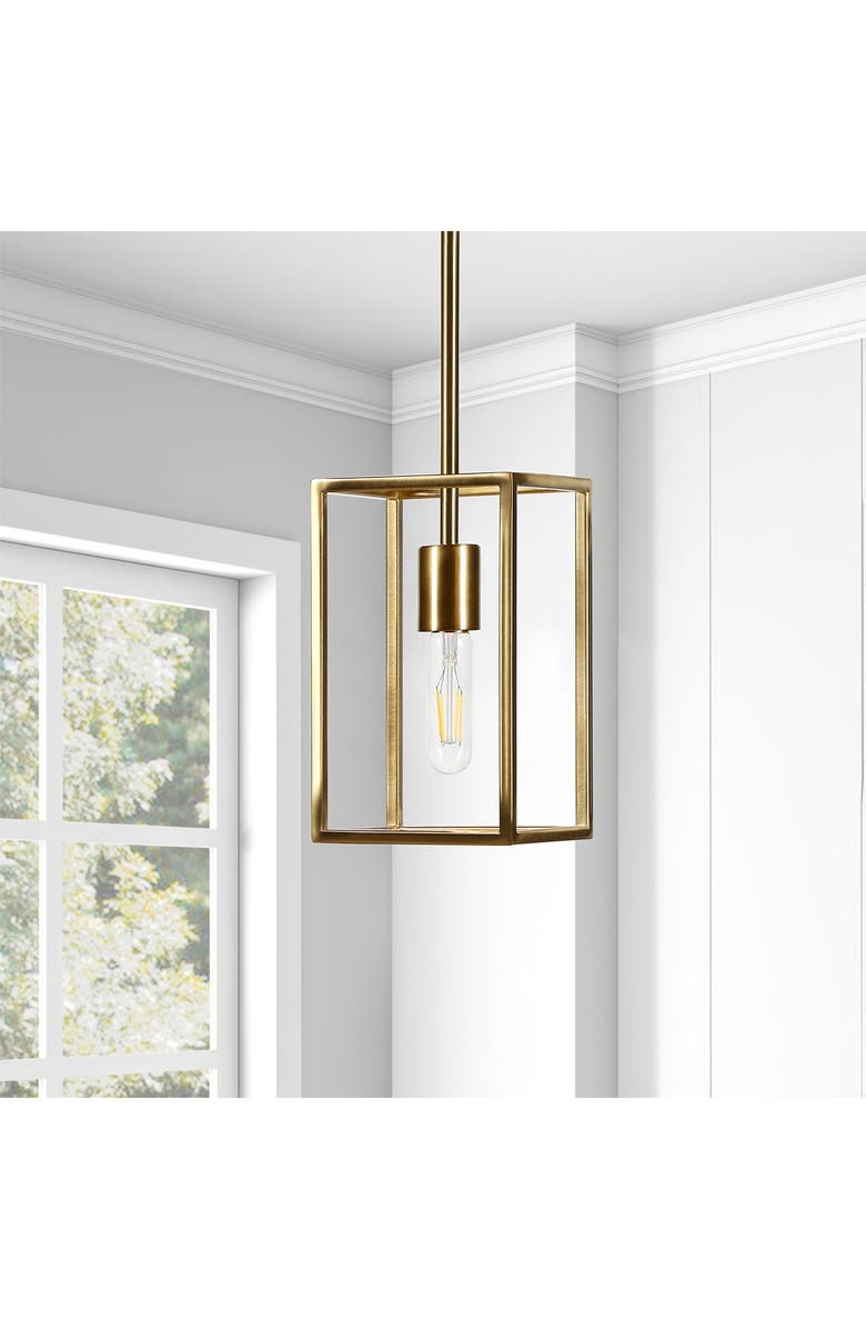 ADDISON AND LANE Cuadro Brass Square Framed Pendant, Alternate, color, 