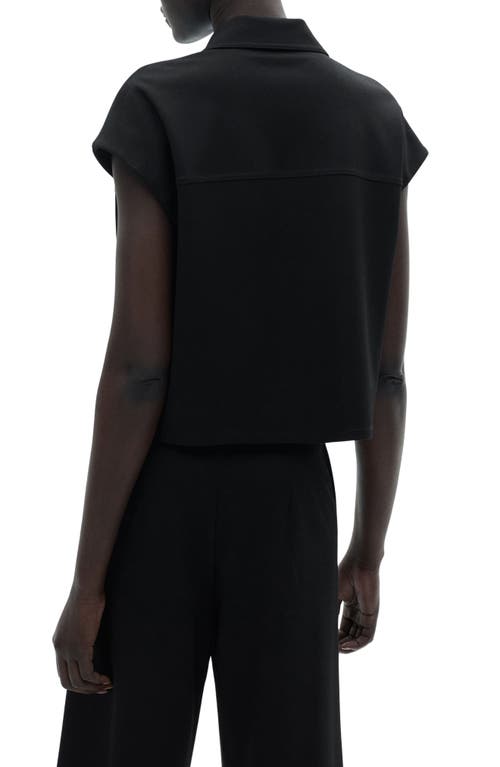 Mango Oversize Snap Front Vest In Black