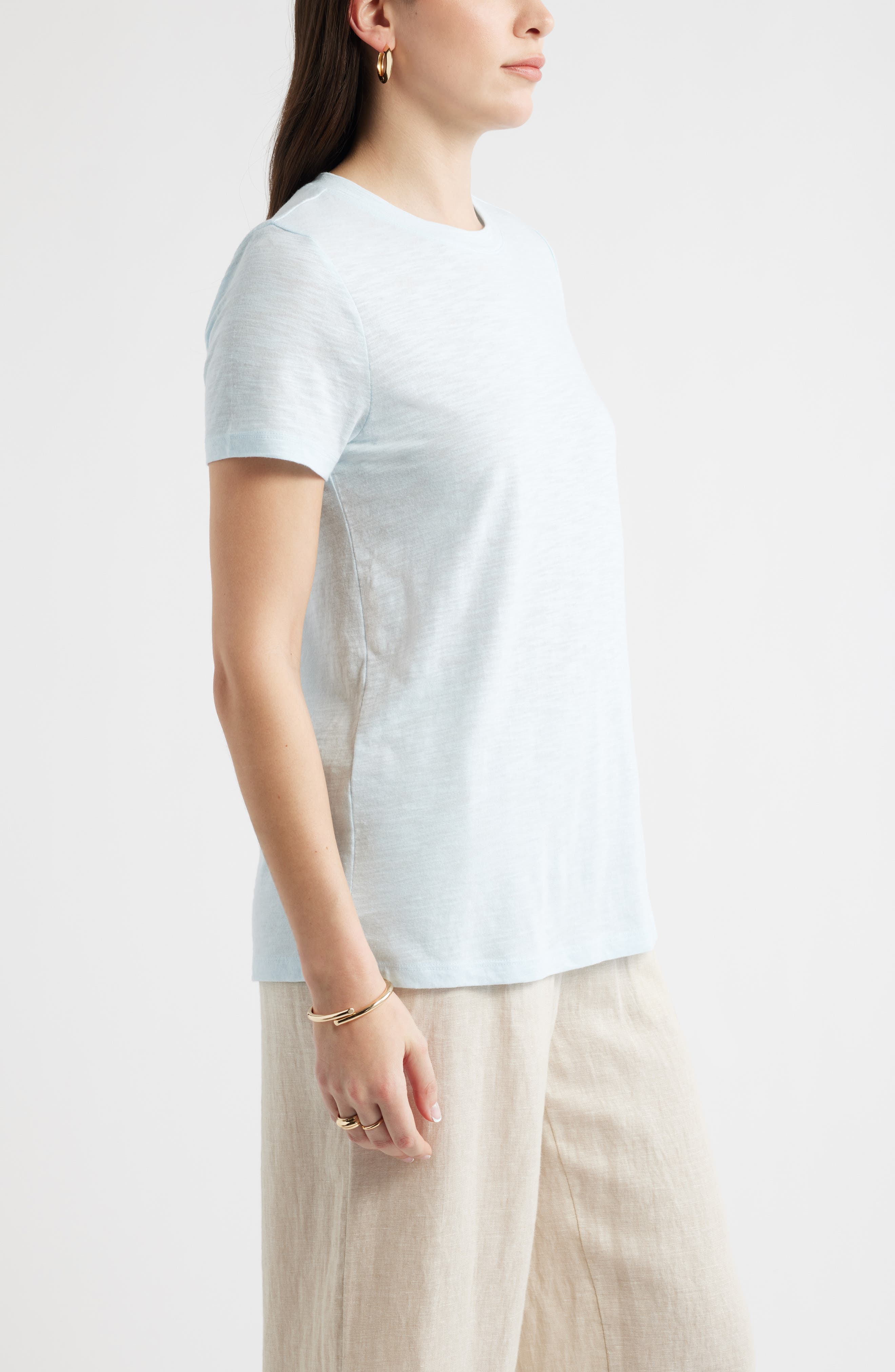 Женские Caslon® Cotton Blend Crewneck T-Shirt — фото 4