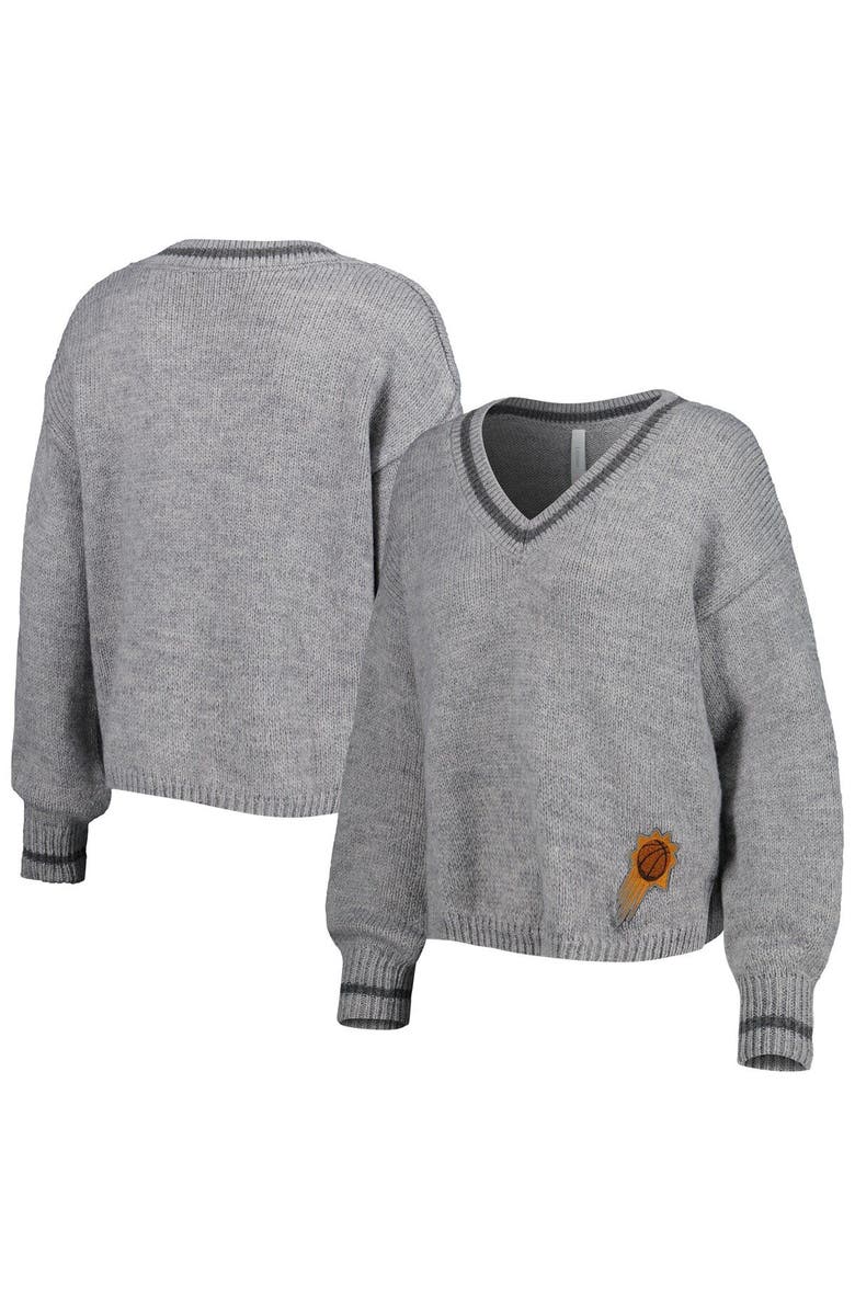 LUSSO Women's Lusso Gray Phoenix Suns Scarletts Lantern Sleeve Tri-Blend V-Neck Pullover Sweater, Main, color, Gray