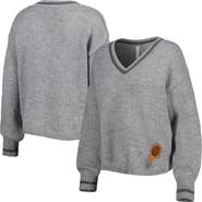 LUSSO Women's Lusso Gray Phoenix Suns Scarletts Lantern Sleeve Tri-Blend V-Neck Pullover Sweater