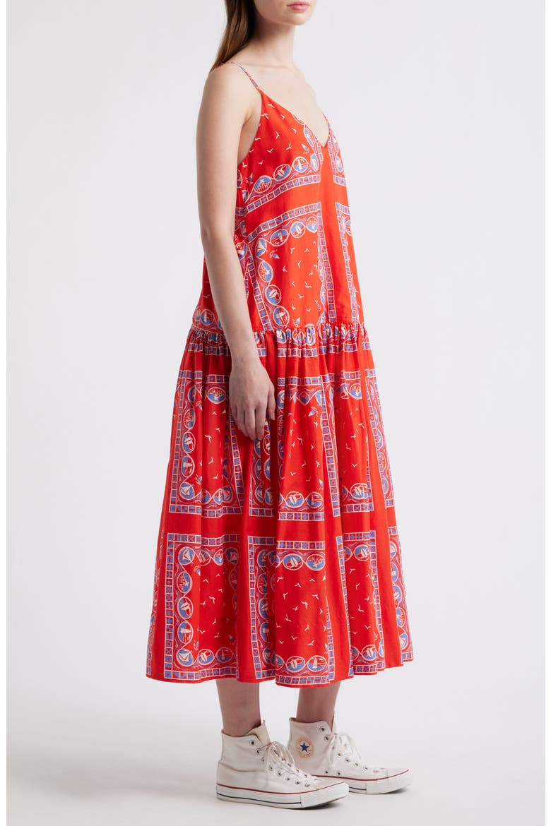 The Drop Waist Sleeveless Maxi Dress, Alternate, color, RED SAILBOAT BANDANA