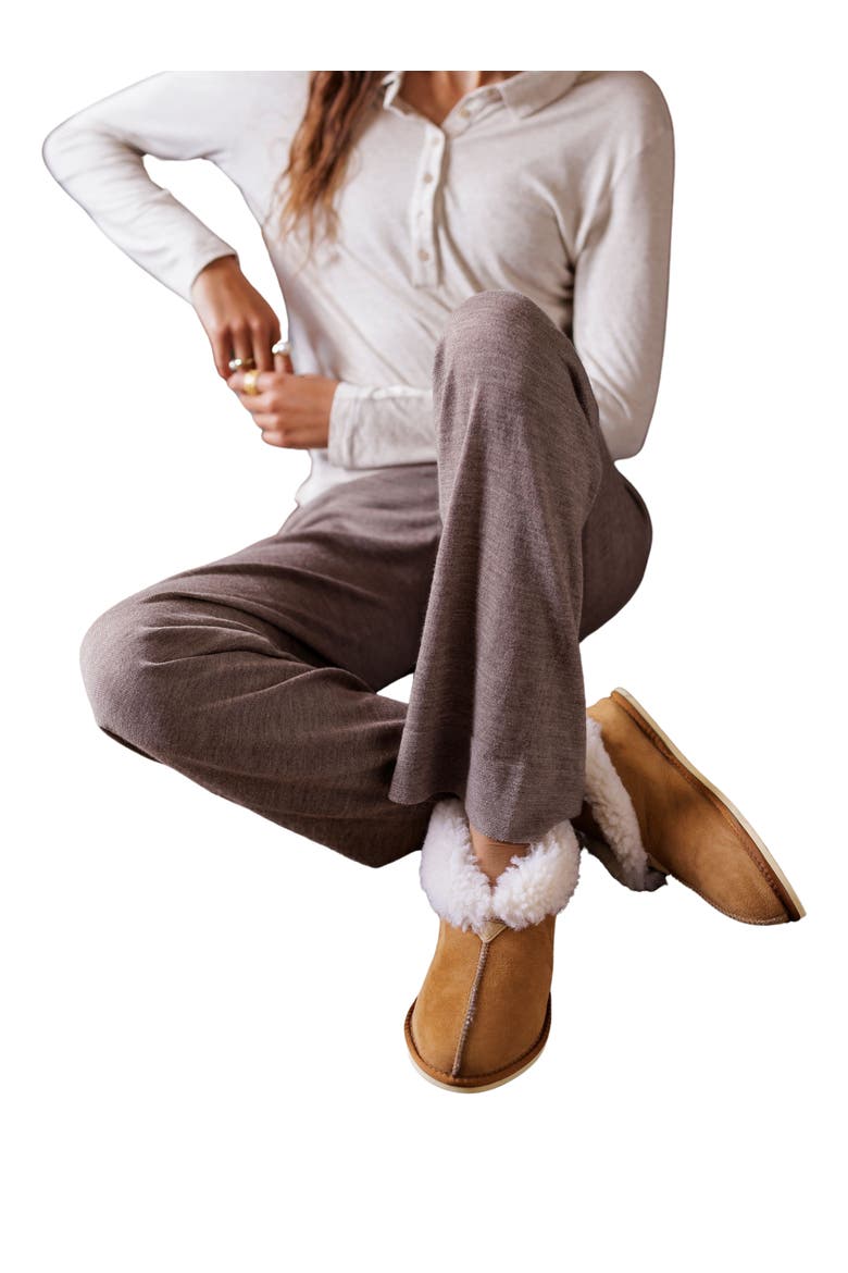 Wide Leg Merino Lounge Pants, Alternate, color, BISCUIT