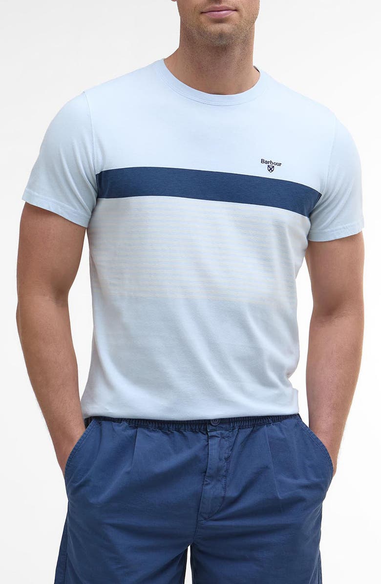 Barbour Braeside Stripe Cotton T-Shirt, Main, color, Bleached Blue