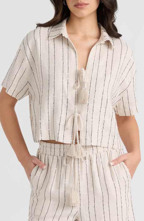 NVLT Sequin Tie Front Top