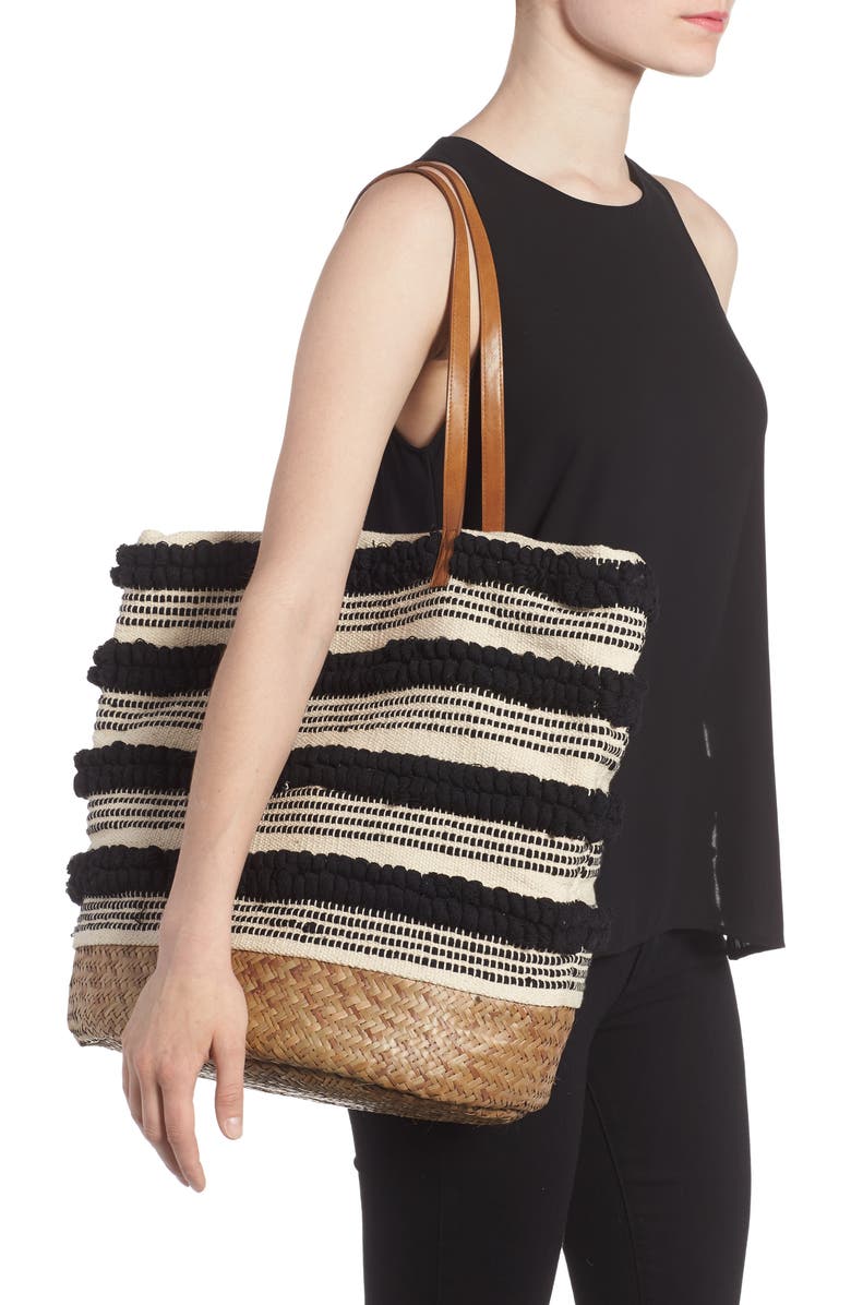 Sole Society Woven Bottom Tote, Alternate, color,