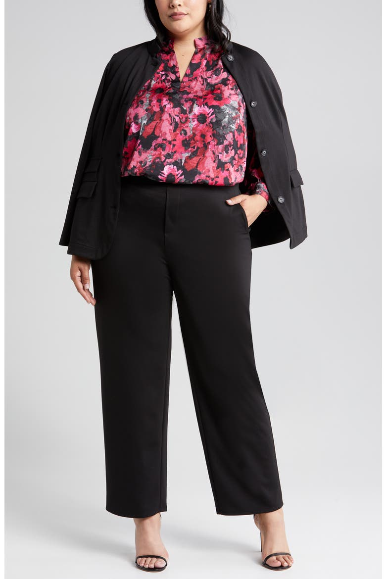 Drapey Ponte Ankle Wide Leg Pants, Main, color, BLACK ONYX
