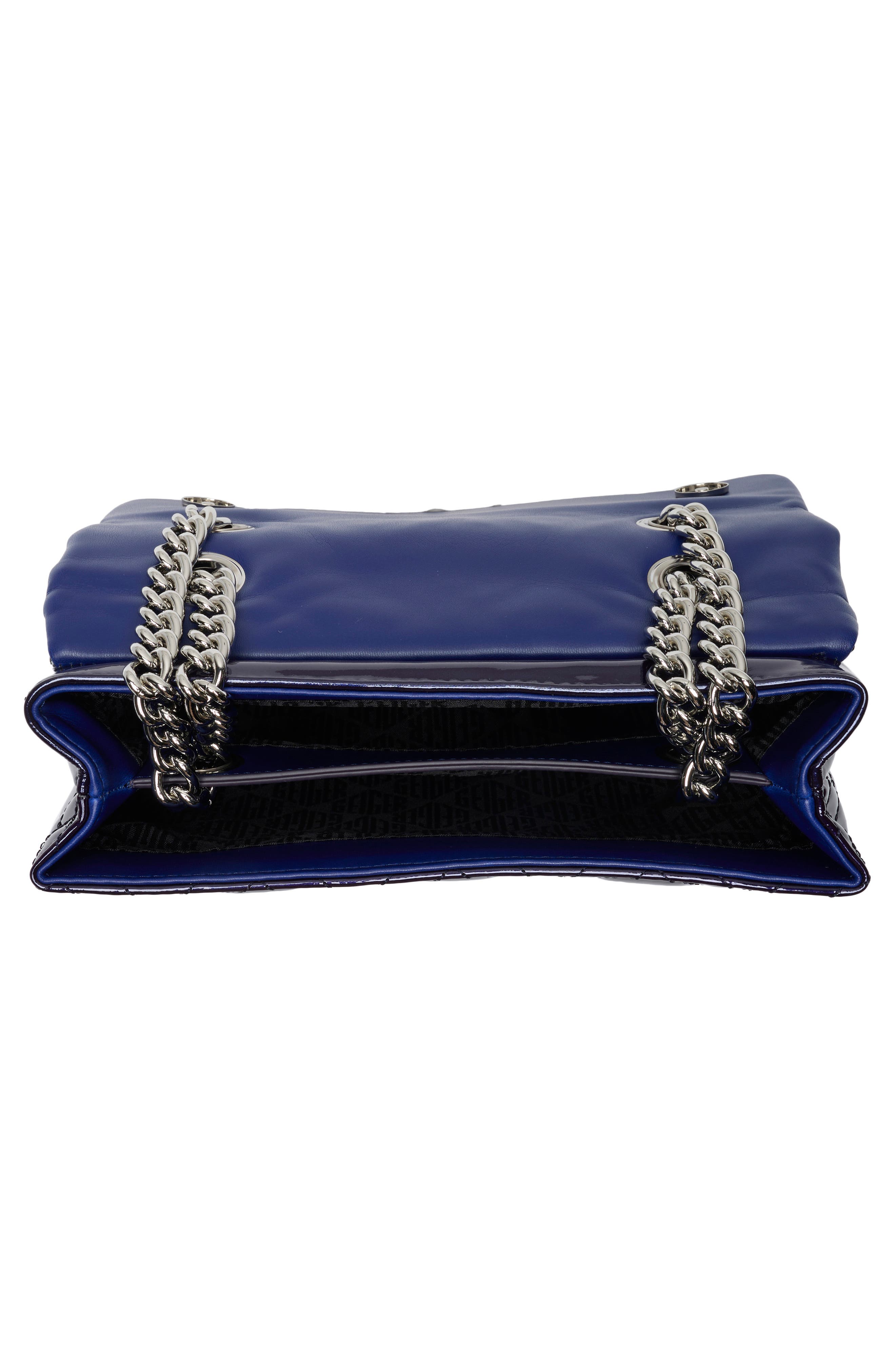 Kingsley Quilted Patent Leather Shoulder Bag, Alternate, color, NAVY